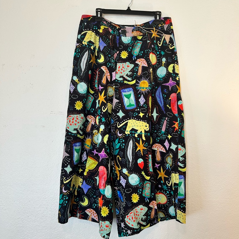 Colorful Patterned Women's Wide Leg Crop Pants